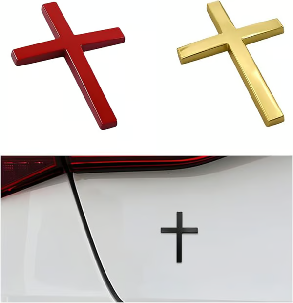 FaithMark – Metal Jesus Cross Emblem Stickers