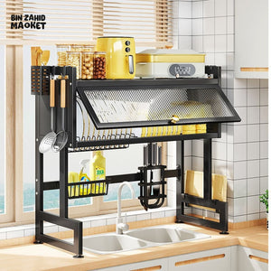 LUXORMOVE KITCHEN DISHES RACK - TRANSPARENT CABINET White