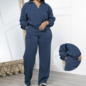 VeloraStyle – Long Sleeve Top with Elastic Pants Set