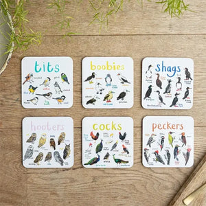 🐦Set of 6 Bird Pun Coasters Marnetic