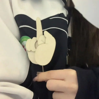 PokePin – Funny Wooden Finger Brooch