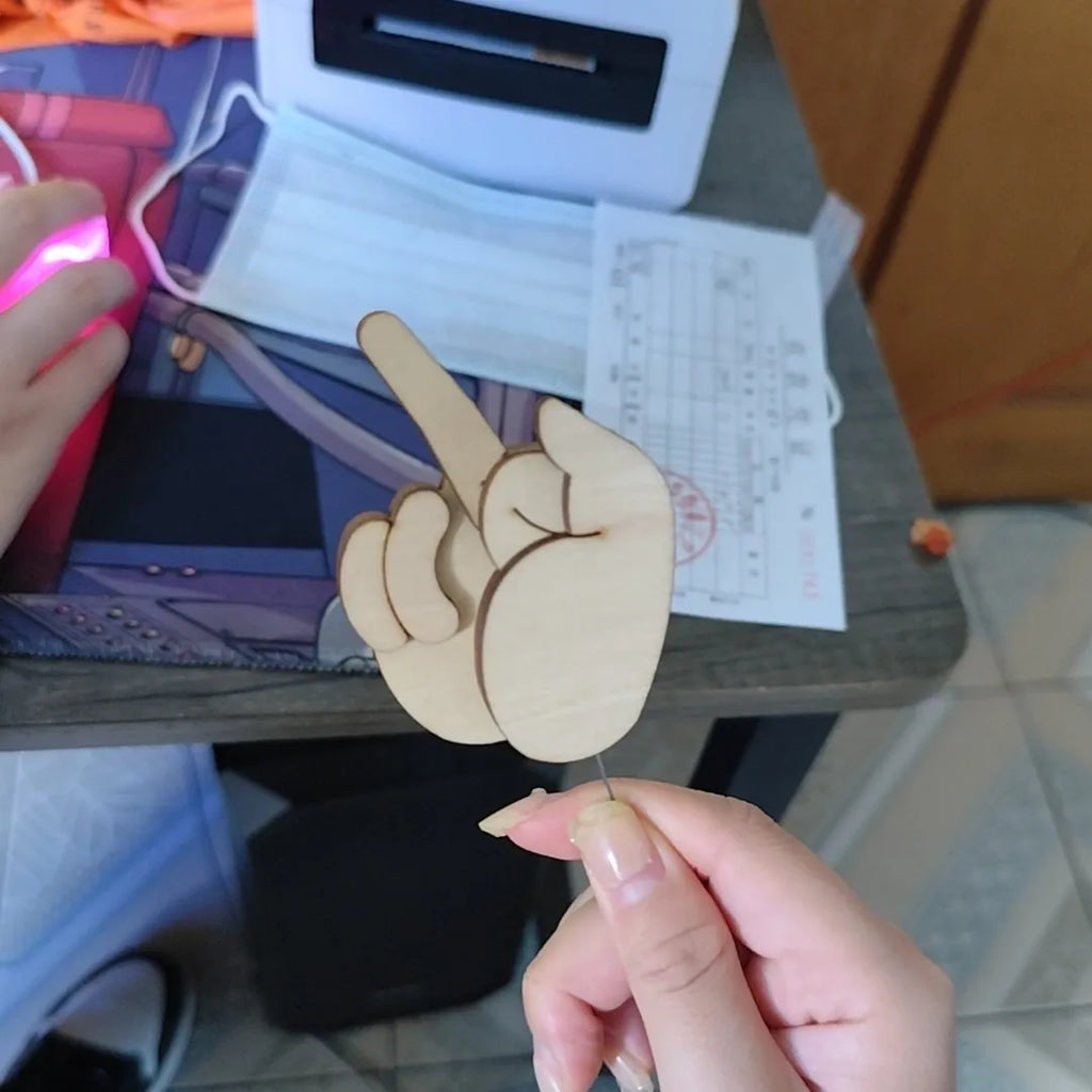 PokePin – Funny Wooden Finger Brooch