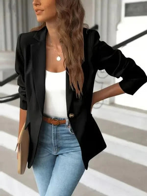 SleekForm – Solid Lapel Collar Office Blazer