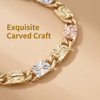 GoldenBlend – Three-Tone Link Bracelet