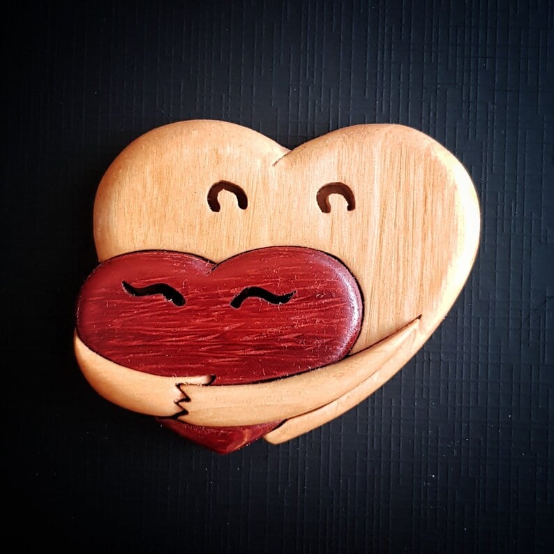 HeartHug – Wooden Carved Heart Love Ornaments