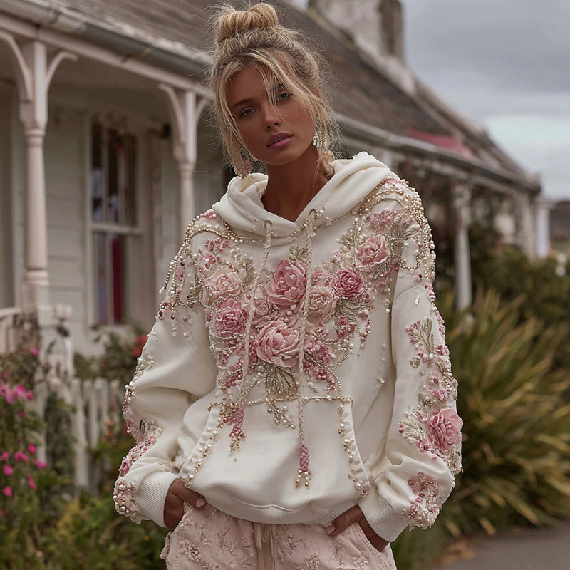RosePearl - Vintage Embroidered Hoodie