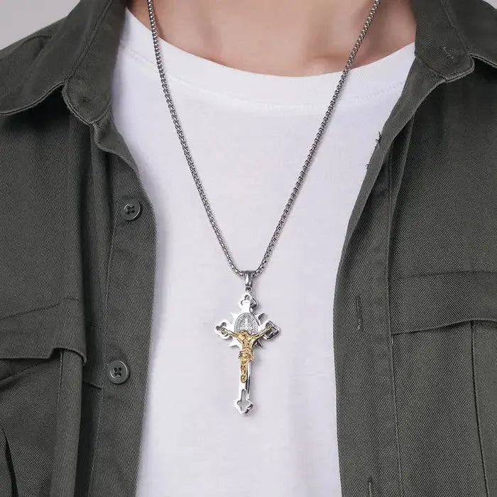 🙏ST.Benedict Protection Cross Power Pendant Necklace Marnetic