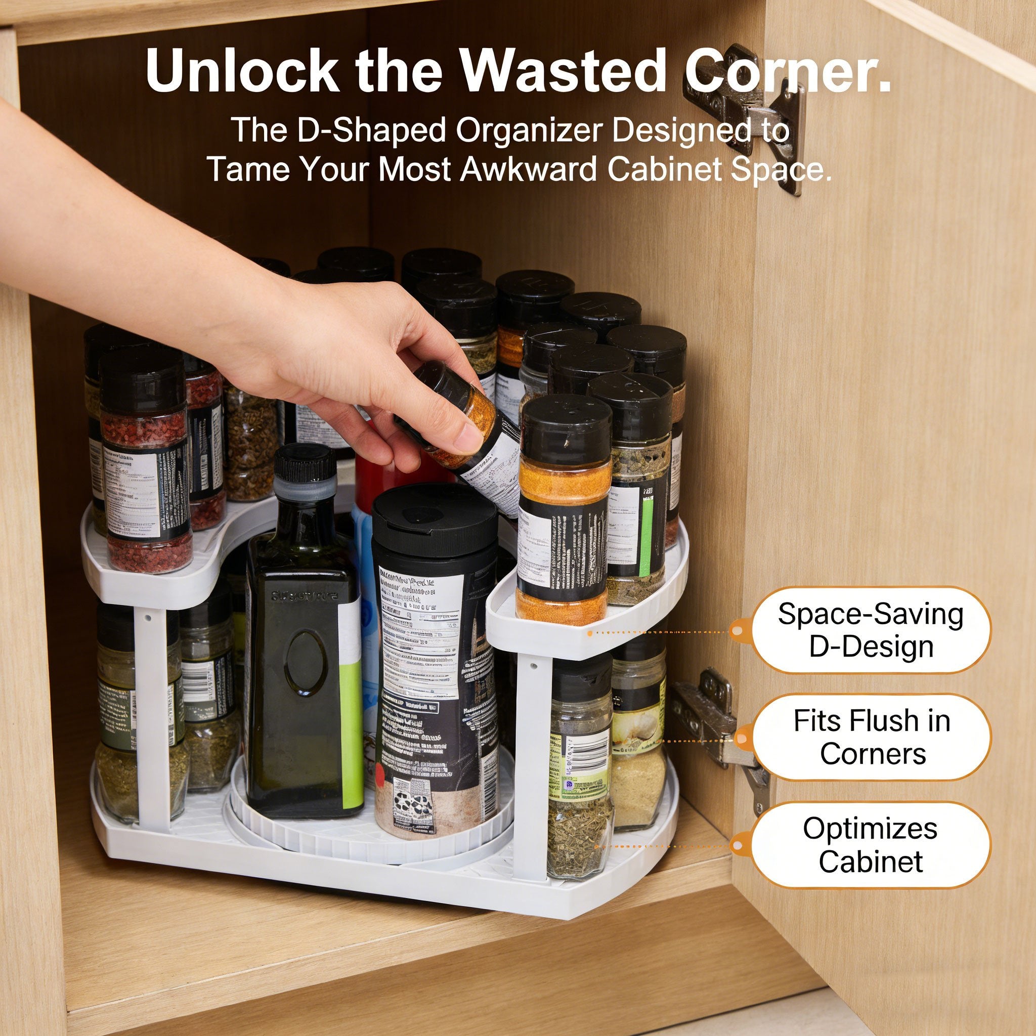 Organize360 Elite - Dual Layer Turntable Rack