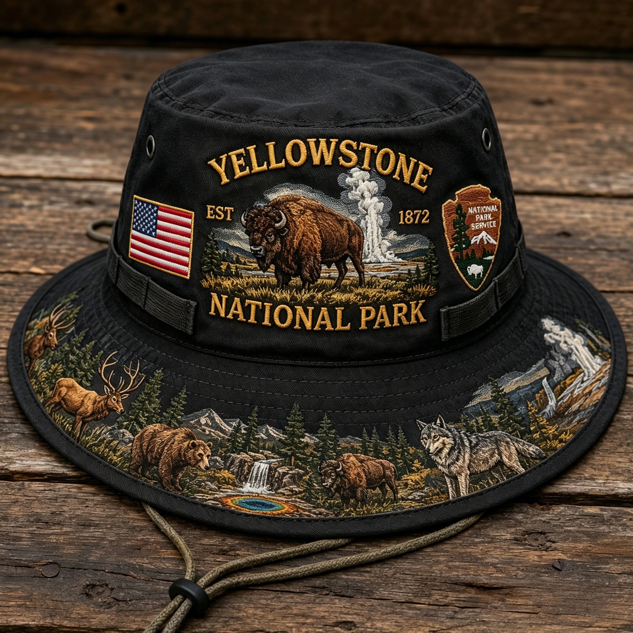 🇺🇸 Last Day Promo: 49% OFF 🦬 - Yellowstone National Park Adventure Boonie Hat