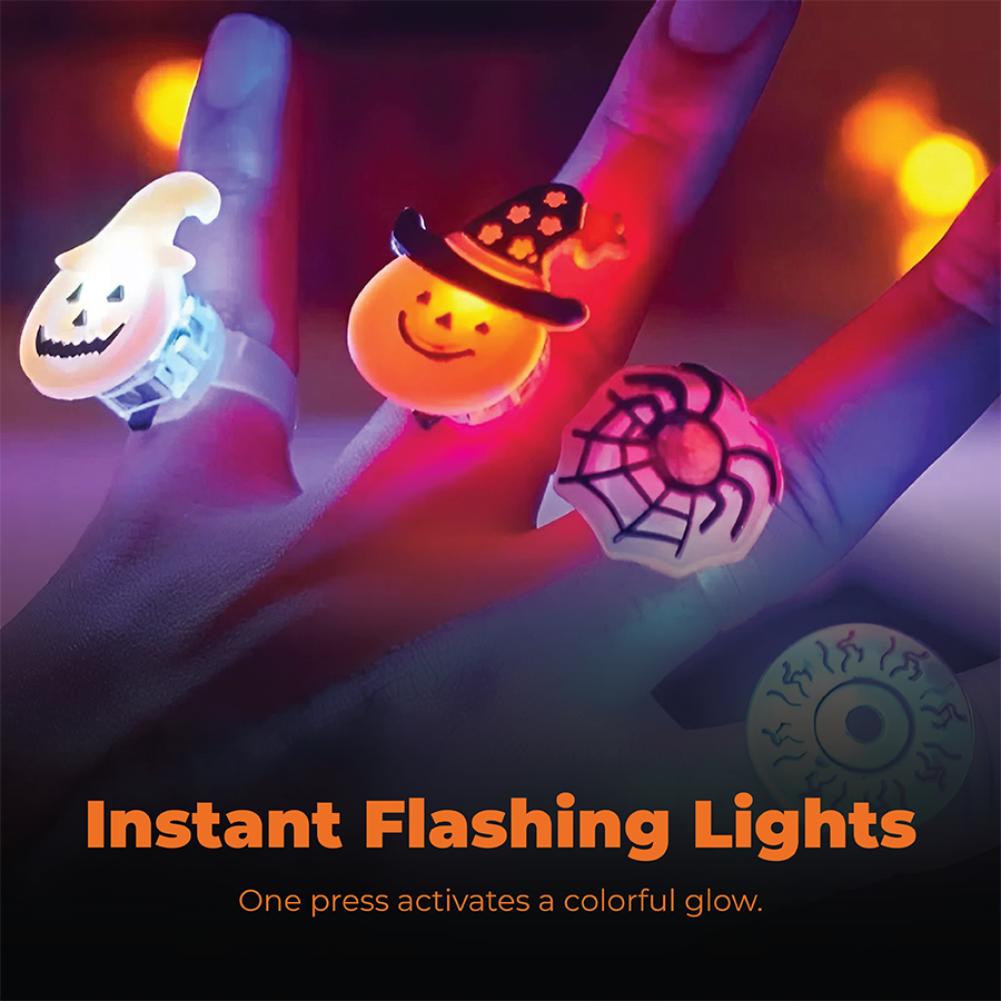 PumpkinPop - Halloween Glow Rings Party Pack - 50 Pcs