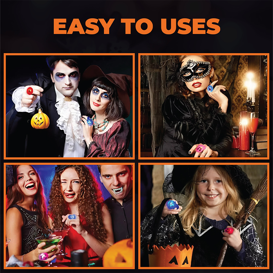 PumpkinPop - Halloween Glow Rings Party Pack - 50 Pcs
