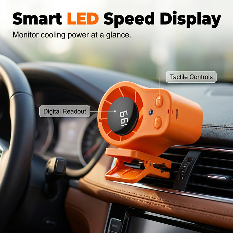 🌬️ Turbo Portable Fan with LED Display – Rechargeable Cooling Fan