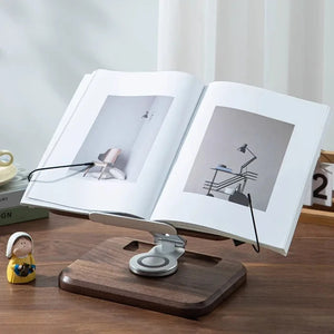 RotateLift™ Black Walnut Aluminum Alloy Book and Laptop Stand marnetic
