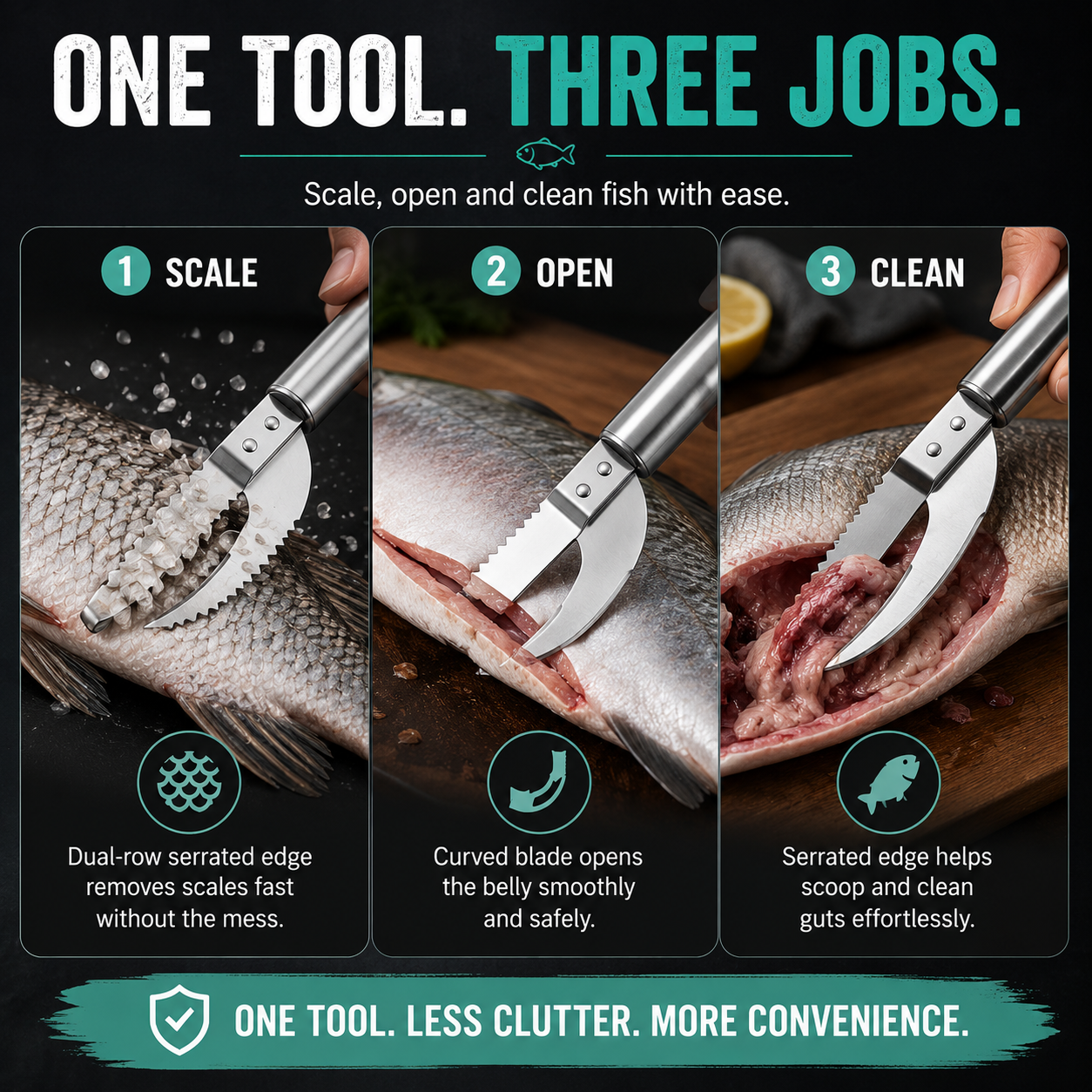 FishMate – Multi Function Fish Scaling & Gutting Tool