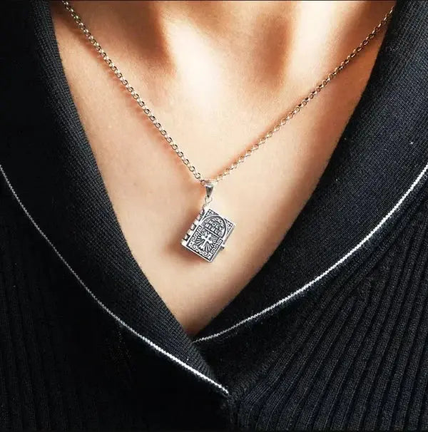 Sterling Silver Tiny Bible Necklace marnetic