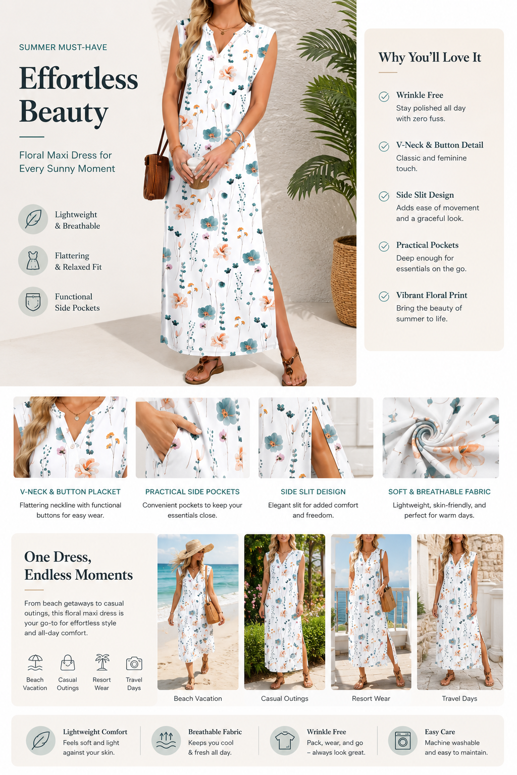 CoastalCharm – Lightweight Vacation Midi Dress