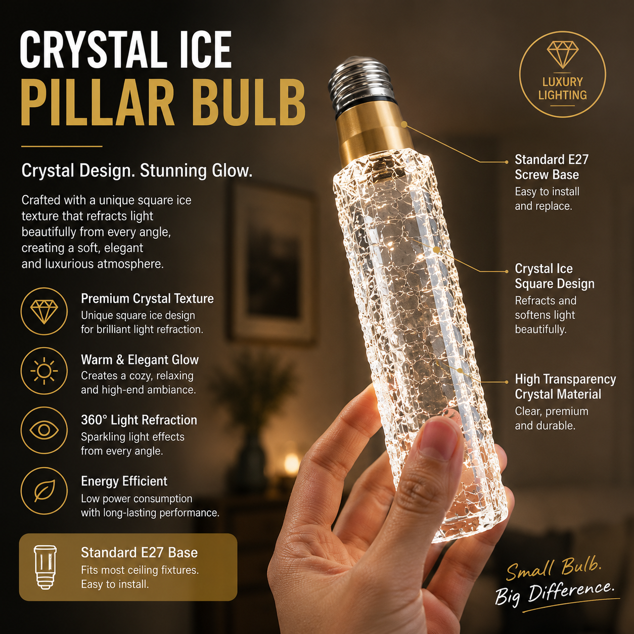 FrostLume – Luxury Ice Pillar Decorative Light
