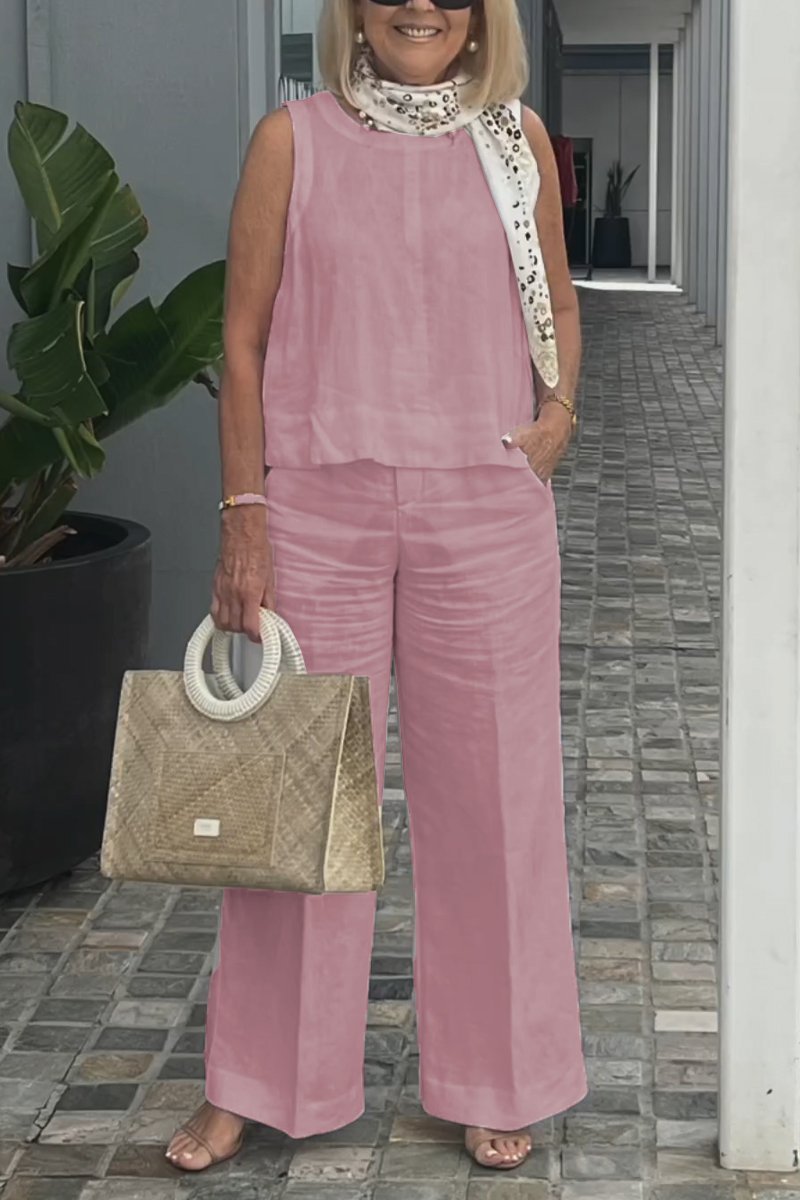 AirLuxe – Sleeveless Cotton Linen Set for All-Day Comfort