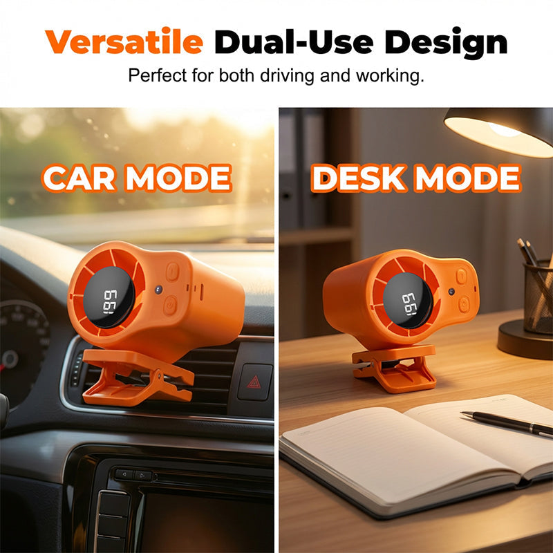 🌬️ Turbo Portable Fan with LED Display – Rechargeable Cooling Fan