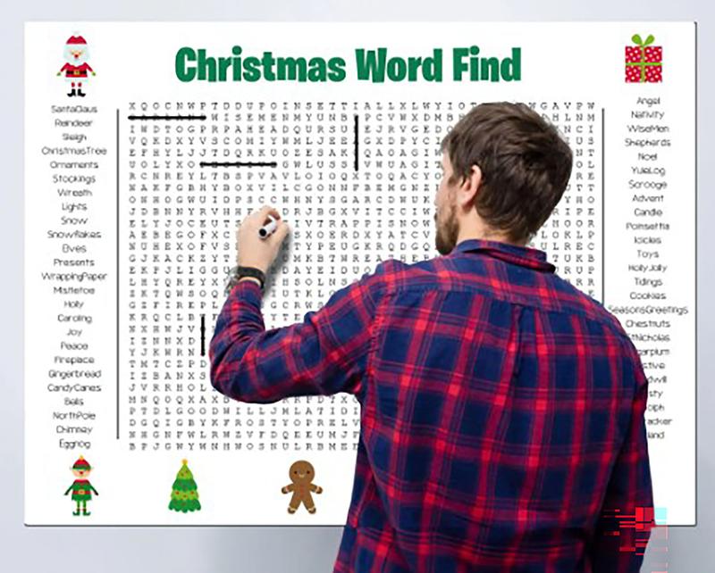 XmasWordFun – Giant Holiday Search Poster | Giant 36"x24" Wall Game!