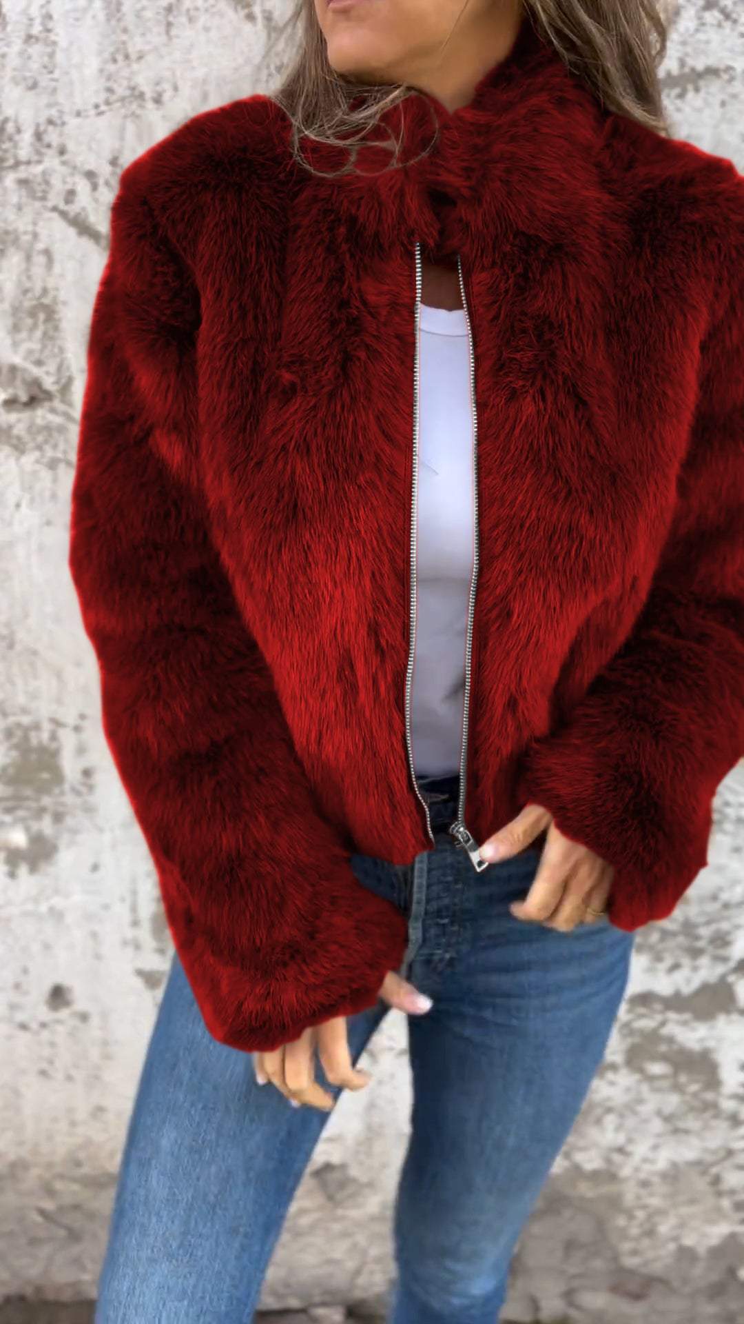 FurEase – Women’s High Collar Fur Casual Jacket