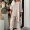 LunaFit – Women's Solid Color Linen Casual Suit