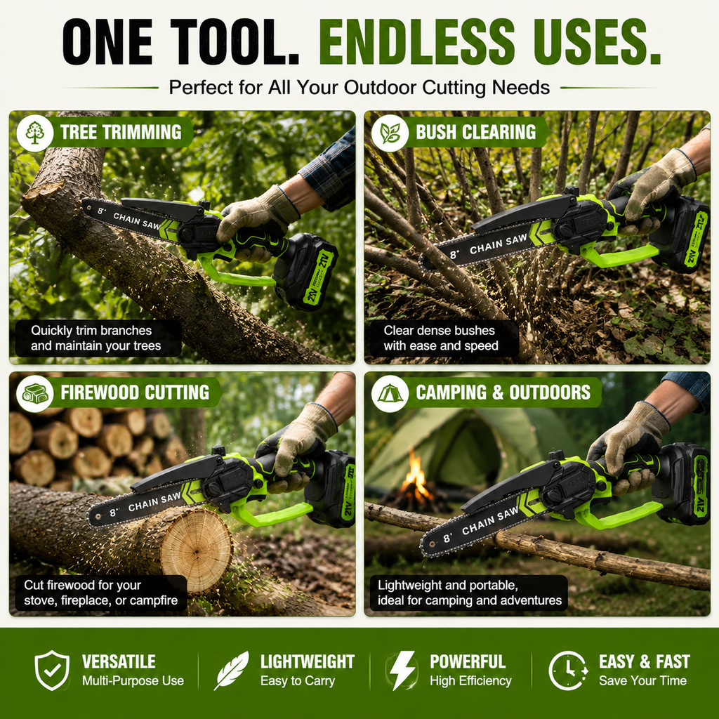 TimberSwift – Compact Cordless Wood Cutting Chainsaw