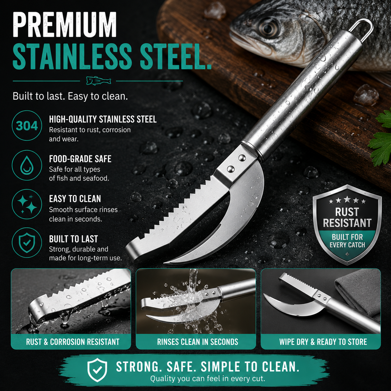 FishMate – Multi Function Fish Scaling & Gutting Tool