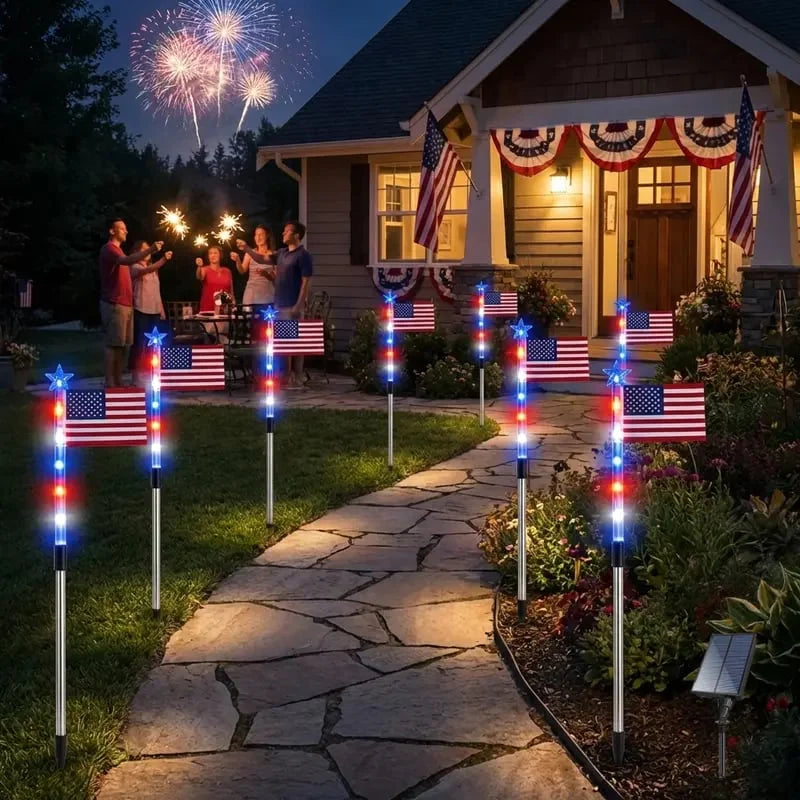LibertyShine – 8 Solar American Flag Garden Lights