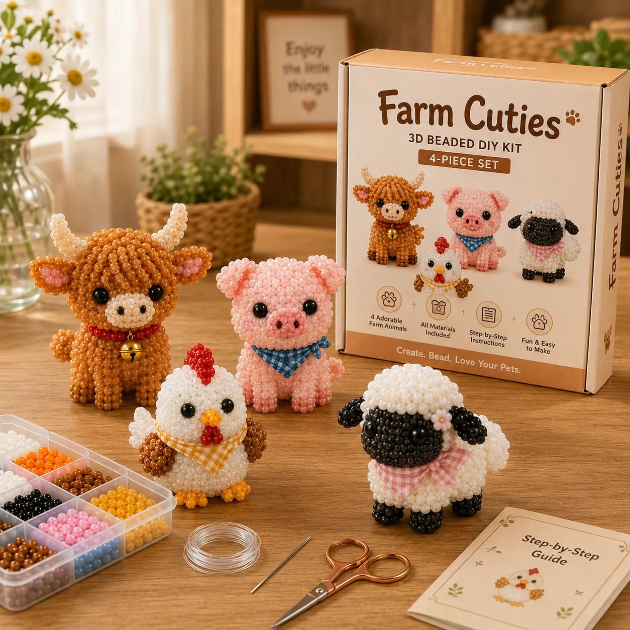 🔥Last Day 49% OFF -  2026 Noticeablek®🧵✨ Tiny 3D Beaded Animal DIY Kit