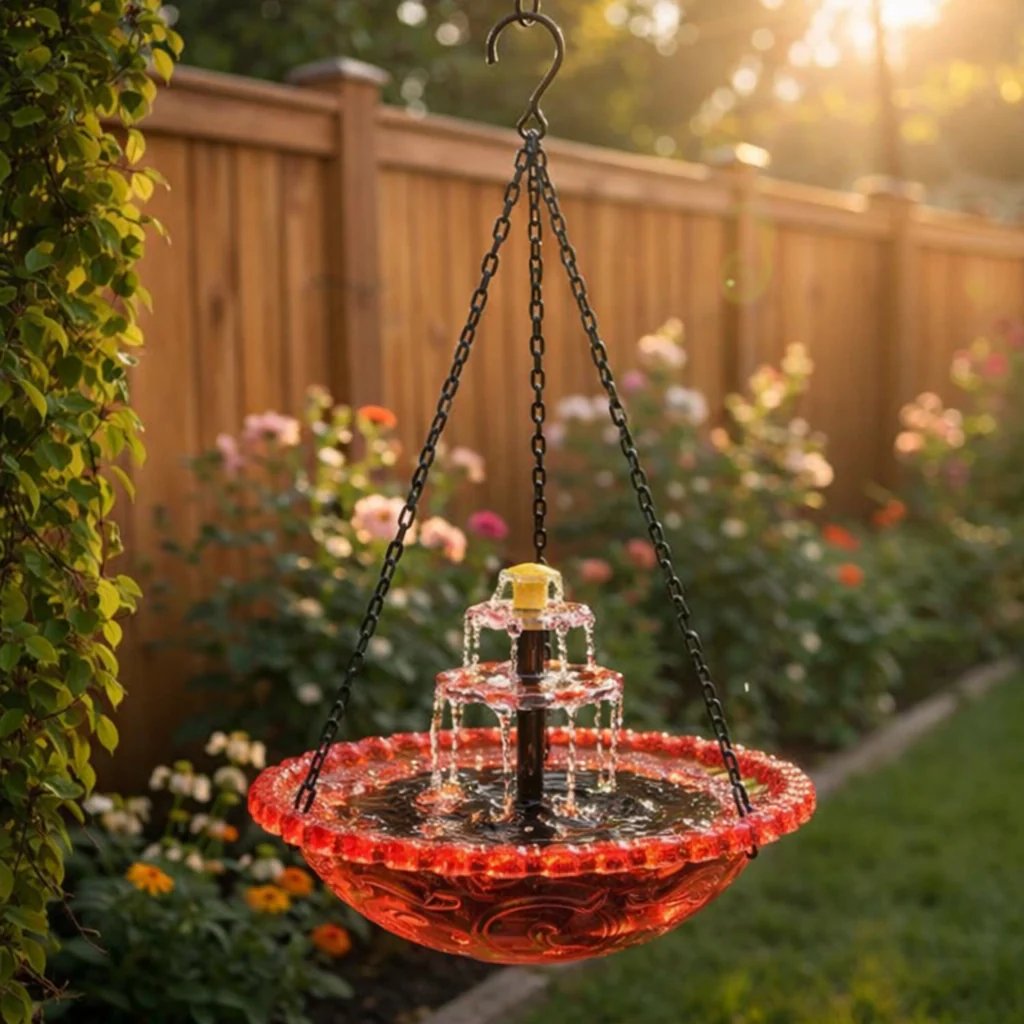 SolarCascade – Hanging Bird Bath Fountain