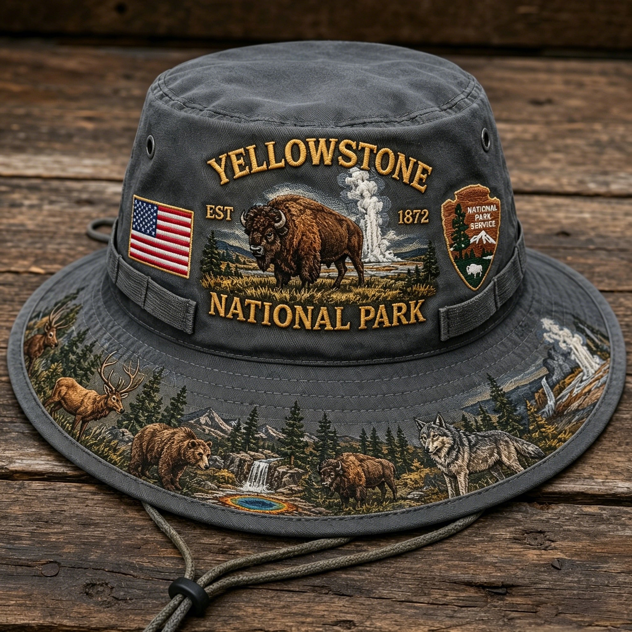🇺🇸 Last Day Promo: 49% OFF 🦬 - Yellowstone National Park Adventure Boonie Hat