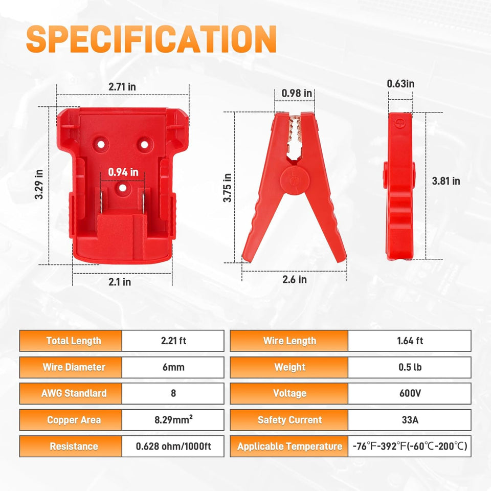 PowerStart – Car Jumper Cables with Battery Adapter