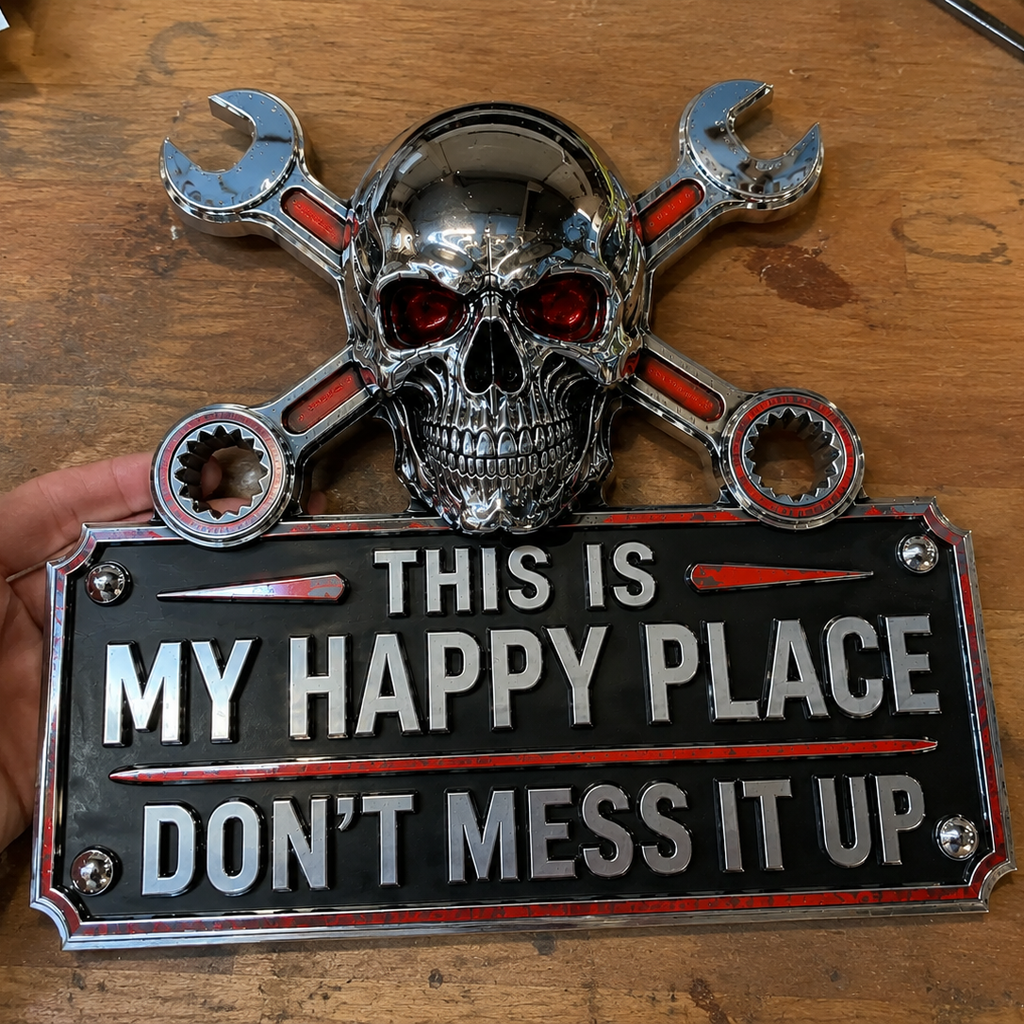 "This Is My Happy Place" Garage Wall Sign