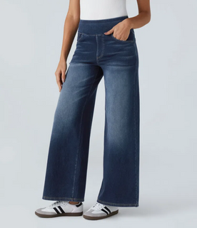 AuraStretch – Super Stretch High-Waisted Wide Leg Jeans