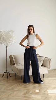 StrapLuxe – Women’s Solid Color Strappy Trousers