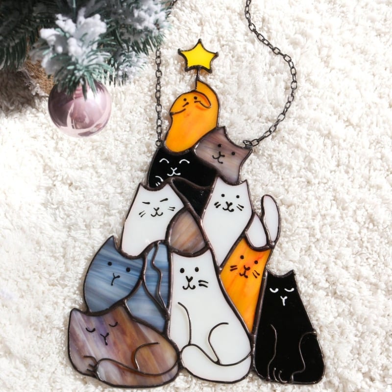 MeowGlow – Festive Cat Tree Ornament