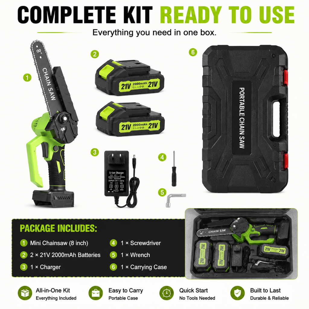 TimberSwift – Compact Cordless Wood Cutting Chainsaw