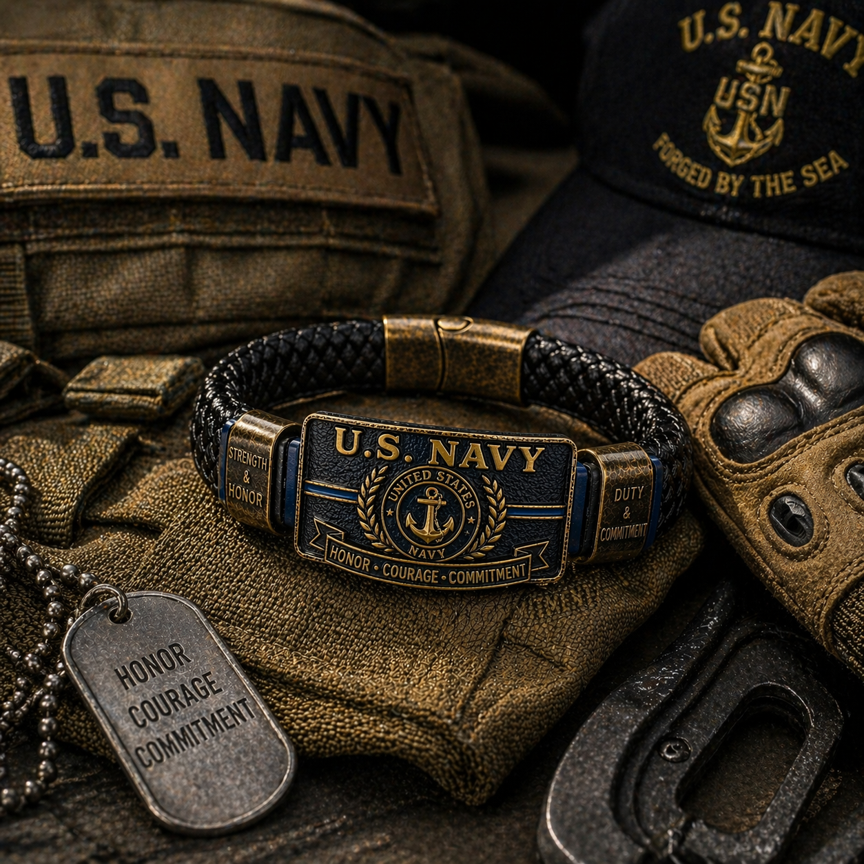U.S. NAVY “Honor • Courage • Commitment” Bracelet