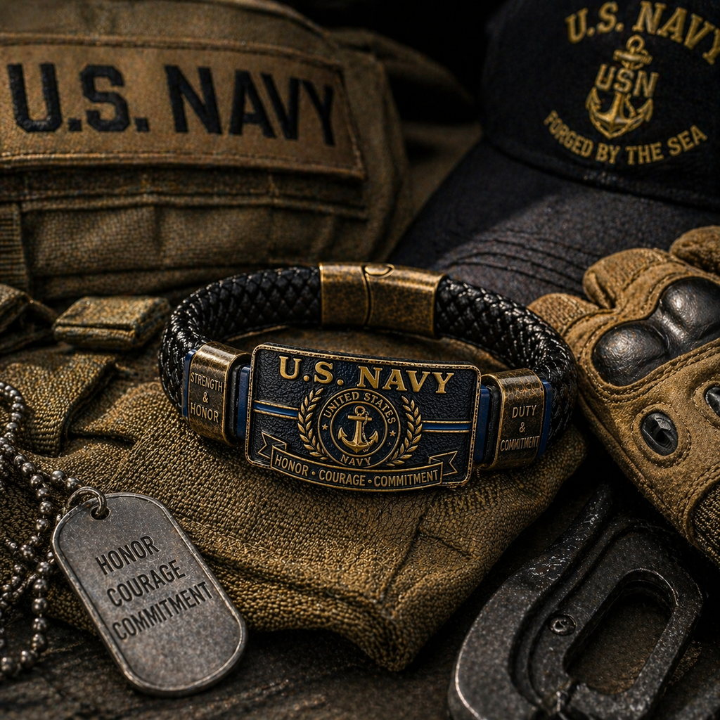 U.S. NAVY “Honor • Courage • Commitment” Bracelet