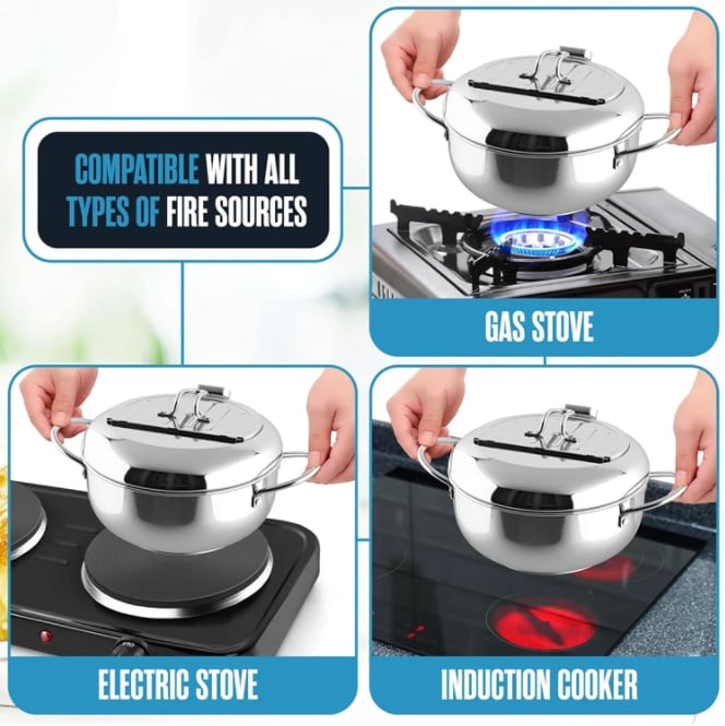 SteelFry – Stainless Steel Fryer Pot with Thermometer