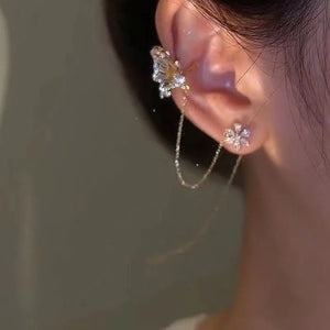 FloraWing – Butterfly & Bloom Ear Cuff Earrings