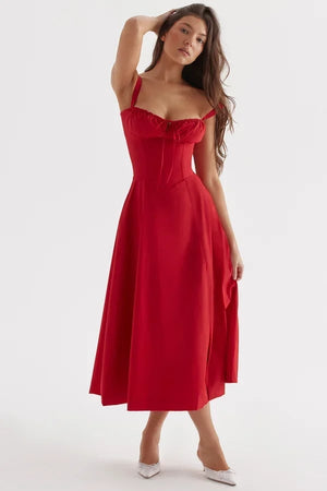 LA VIERA - Corset Lace-Up Summer Dress
