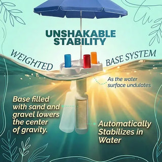 Floating Pool Umbrella with Bar and Base