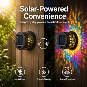 MandalaGlow - Solar Mandala Wall Light Outdoor Fence Projector Lamp