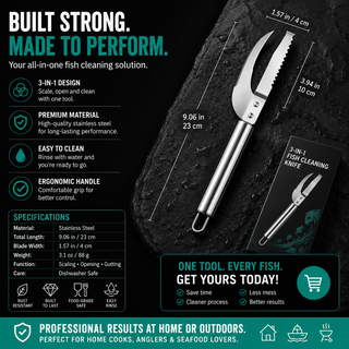 FishMate – Multi Function Fish Scaling & Gutting Tool