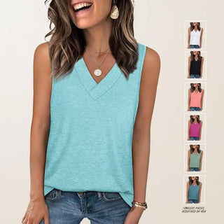 🎁Last Day Promotion 49% OFF✨Women's Sleeveless V-Neck Slimming Loose Fit Casual Tank Top T-Shirt