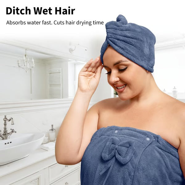 CozyCurve – Plus Size Wrap Bathrobe Set