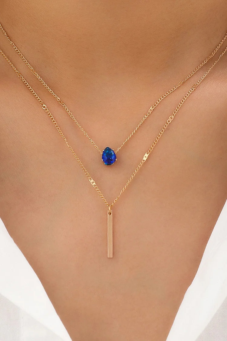 GlimmerFall – Rhinestone Tassel Stacking Necklace