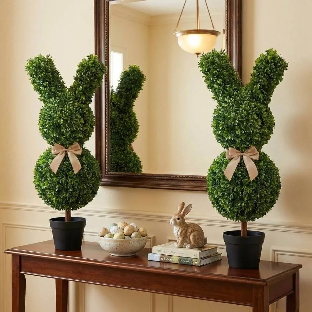 SpringHaven – Decorative 36" Bunny Topiary Set
